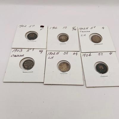 LOT 183 Canadian Nickels 1900-1910 Silver 92.5%