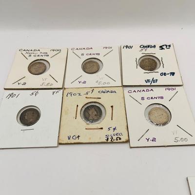 LOT 183 Canadian Nickels 1900-1910 Silver 92.5%