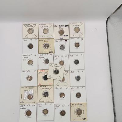 LOT 183 Canadian Nickels 1900-1910 Silver 92.5%