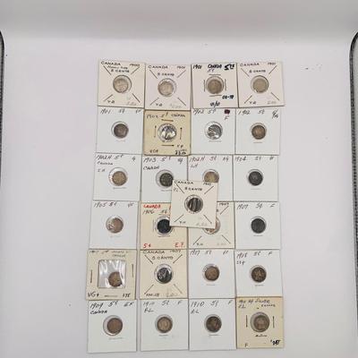 LOT 183 Canadian Nickels 1900-1910 Silver 92.5%