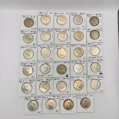 LOT 183: Kennedy Silver Clad Half Dollars 1966 - 1970