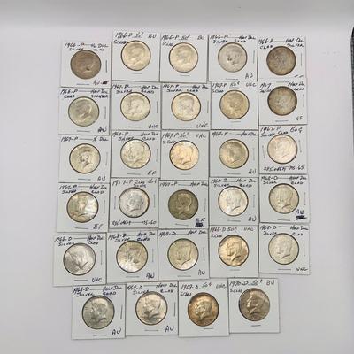 LOT 183: Kennedy Silver Clad Half Dollars 1966 - 1970