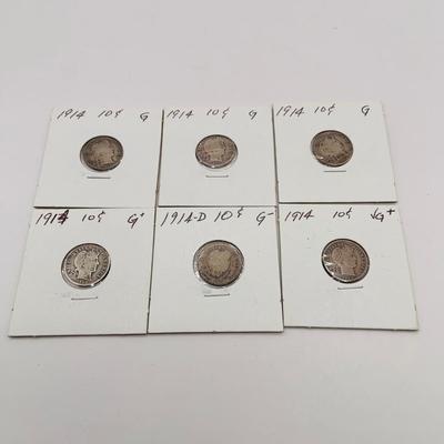 LOT 184: Collection of 18 Barber Dimes 1911 - 1914