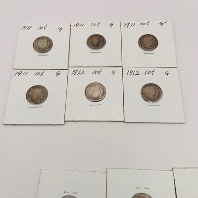 LOT 184: Collection of 18 Barber Dimes 1911 - 1914