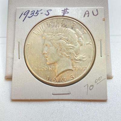 LOT 244: Collection of Six U.S. Silver Peace Dollar Coins - Dated 1924 and 1935