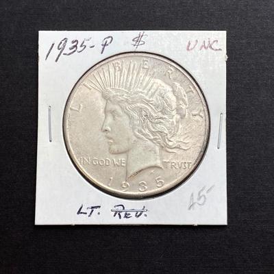 LOT 244: Collection of Six U.S. Silver Peace Dollar Coins - Dated 1924 and 1935