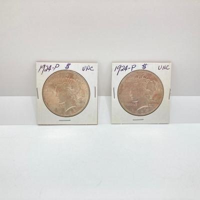 LOT 244: Collection of Six U.S. Silver Peace Dollar Coins - Dated 1924 and 1935