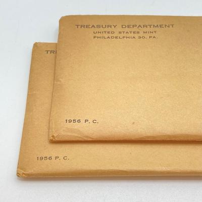 LOT 248: Two 1956 U.S. Philadelphia Mint Coin Proof Sets in Sealed Original Envelopes