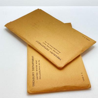 LOT 248: Two 1956 U.S. Philadelphia Mint Coin Proof Sets in Sealed Original Envelopes
