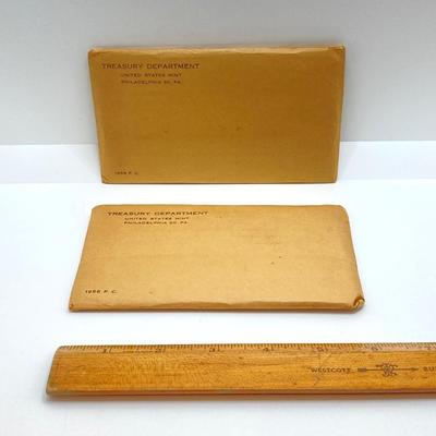 LOT 248: Two 1956 U.S. Philadelphia Mint Coin Proof Sets in Sealed Original Envelopes