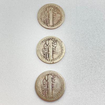 LOT 250: Silver U.S. Coins - (1) 1951 Benjamin Franklin Half Dollar Coin and (12) Mercury Dimes Dated 1916 to 1943