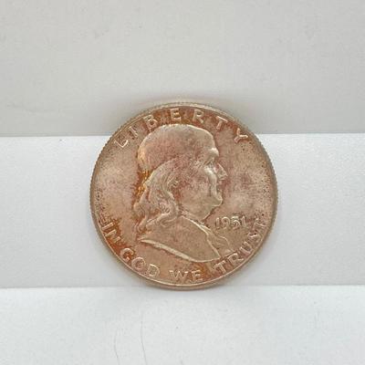 LOT 250: Silver U.S. Coins - (1) 1951 Benjamin Franklin Half Dollar Coin and (12) Mercury Dimes Dated 1916 to 1943