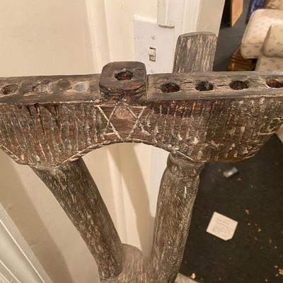 Double faced carved standing menorah