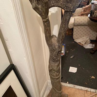 Double faced carved standing menorah