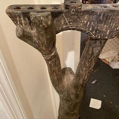 Double faced carved standing menorah