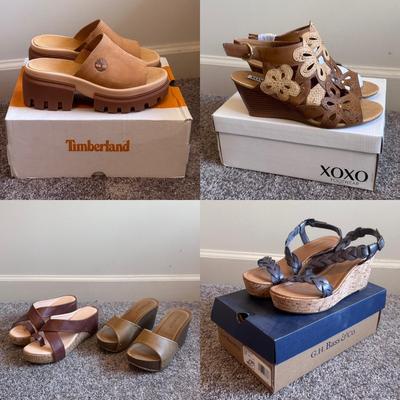 New in Box Timberland Sandals and Other Lightly Used Heeled Sandlas - Women’s Sizes 6.5-8 (GB1-DZ)