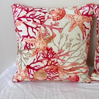 UBR773 Set of 2 Coastal Coral Pier I Outdoor Pillows.