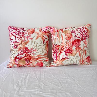 UBR773 Set of 2 Coastal Coral Pier I Outdoor Pillows.