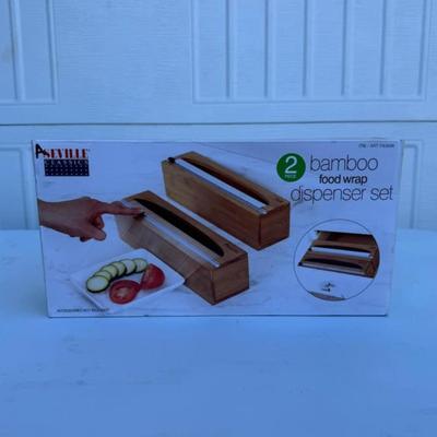 A - Seville Classics Bamboo Food Wrap Dispenser 2-piece Set