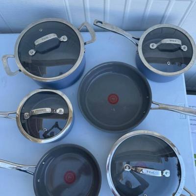 C - T-fal Excellence Ceramic Non-Stick Cookware Set, 10-Piece - Blue