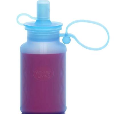 2-Pack Blue Reusable Baby Food Pouches, 4oz Silicone Squeeze Storage Bags with Straw for Toddlers Kids