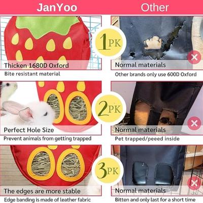Rabbit Hay Feeder Bag for Cage Guinea Pig Timothy Hay Dispenser Storage Manger Hanging Large Less Waste for Bunny