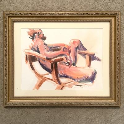 MB786 Original Pastel “Man in Chair” by Renny Johnson