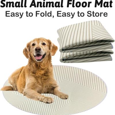 2 Pack Neutral Tan Striped Round Reusable Washable Pee Pads for Dogs, Cats or Small Animals Bunny Playpen Pad Couch Protector Whelping...