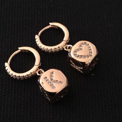 Super cute, monogram, k and heart, hoop dangle earrings