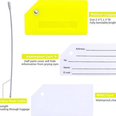 2-Pack Yellow Silicone Luggage Tag with Name ID Card Perfect to Quickly Spot Luggage Suitcase