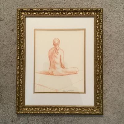 MB788 Original Pastel Nude Lady Sitting by Renny Johnson