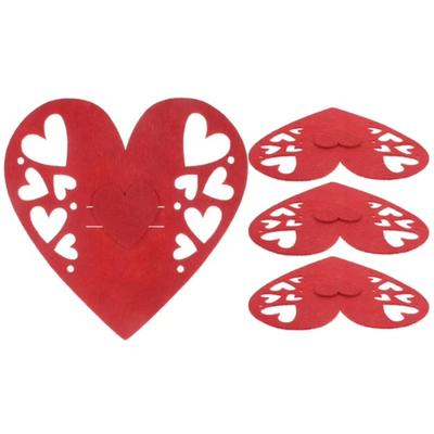 4pcs Valentine's Day Cutlery Holder Valentine's Day Heart Shaped Utensils Bag Holder Party Favor
