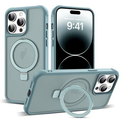 iPhone 14 Pro Ice Blue Phone Case w/Invisible Magnetic O-Ring Stand - Military-Grade Translucent Case for iPhone 14 Pro 6.1"