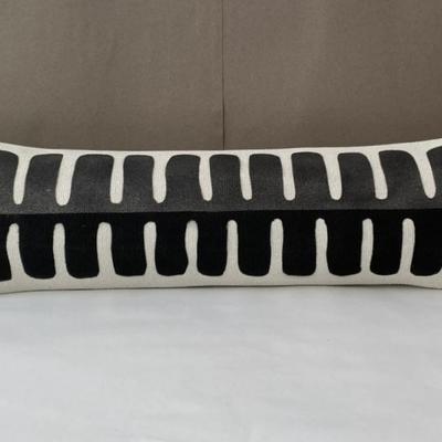 100% Natural Cotton Black & Gray Abstract Lumbar Pillow Cover - Extra Long Lumbar Pillow for Bed, Sofa, etc. Home Decorations,...