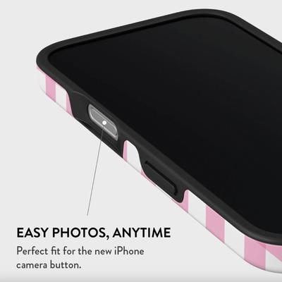 iPhone 16 BURGA Phone Case in Think Pink Gingham - Double Layer Shock Absorbent Protection, Scratch Resistant, Raised Bezels