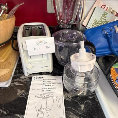 K798 Proctor-Silex Toaster and Osterizer Blender with Attachments