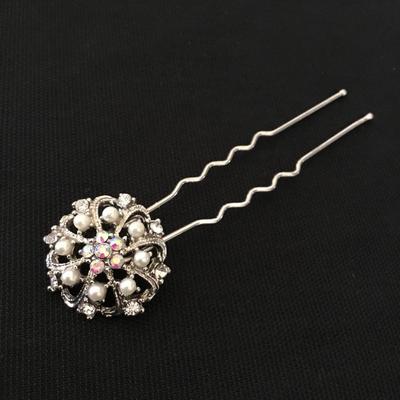 Beautiful, large rhinestone faux, pearl hair, bobby pin