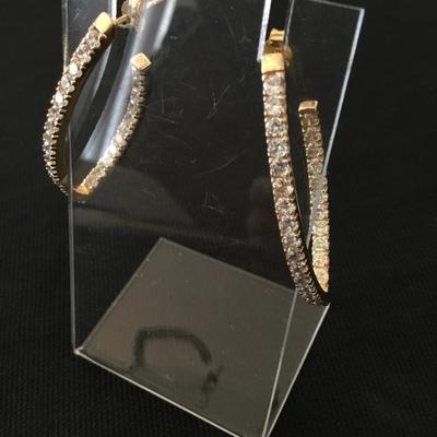 Beautiful vintage, 925 silver crystal rhinestone earrings, signed