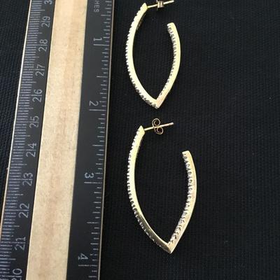 Beautiful vintage, 925 silver crystal rhinestone earrings, signed