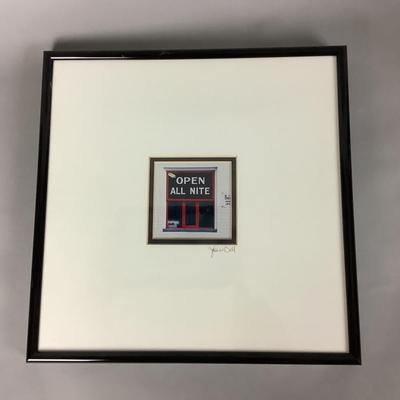 K8033 “Open all Nite” Framed Print by John W. Bell