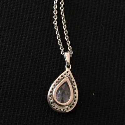 Gorgeous, silver plated, chain necklace, and crystal teardrop pendant