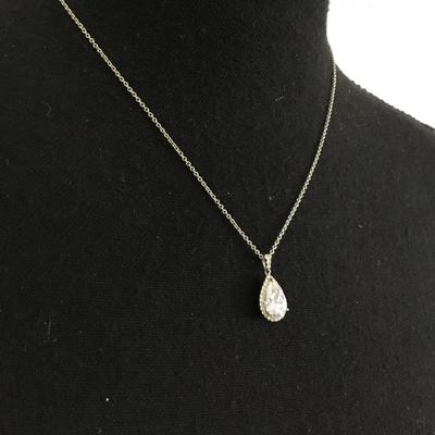 Gorgeous, silver plated, chain necklace, and crystal teardrop pendant