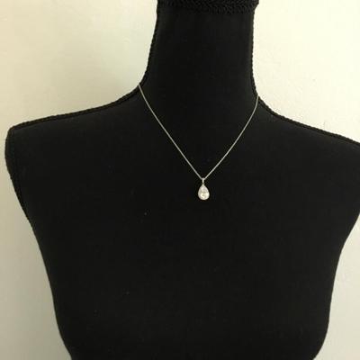 Gorgeous, silver plated, chain necklace, and crystal teardrop pendant