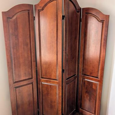 LOT 2Y: Vintage 4 Panel Cherry Wood Room Divider