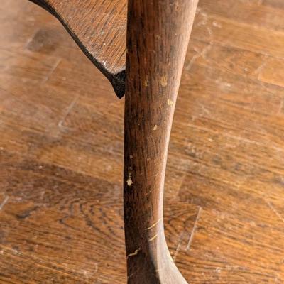 LOT 3Y: Antique/Vintage Tiger Wood Library Desk & Hand Carved Spindle Back Upholstered Chair