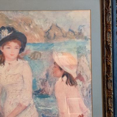 LOT 8M: Beautifully Framed "Children on the Seashore" Art Print by Pierre-Auguste Renoir (French, 1841-1919) Original Painting...