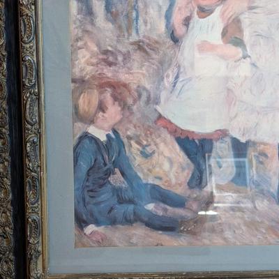 LOT 8M: Beautifully Framed "Children on the Seashore" Art Print by Pierre-Auguste Renoir (French, 1841-1919) Original Painting...