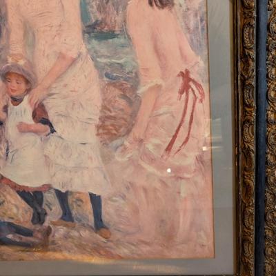 LOT 8M: Beautifully Framed "Children on the Seashore" Art Print by Pierre-Auguste Renoir (French, 1841-1919) Original Painting...