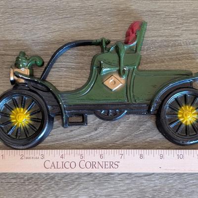 LOT 11K: Vintage Midwestern Cast Metal Antique Car & Napco Antique Car Wall Hangings