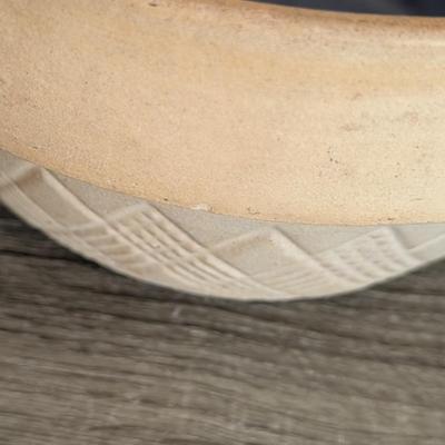 LOT 16K: Antique "The New German" Pottery American Farmhouse Primitive Style Salt Glaze Stoneware Mixing Bowl w/ Handle &...